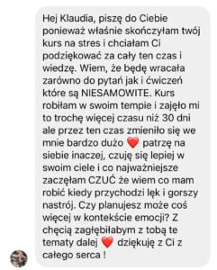 Opinia kursu Sposób na Stres